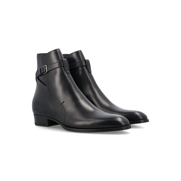 Elegant Leather Jodhpur Boots with Stacked Heel - Picture 2 of 4